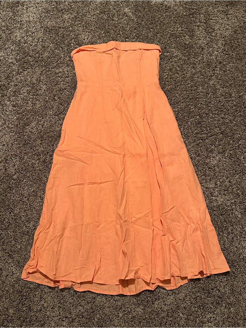 Abercrombie & Fitch Strapless Coral-Orange Maxi Dress